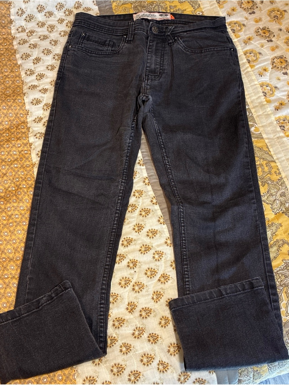 Huntington Men’s Black Denim Jeans 30x30 Slim Fit Stretch Grunge Biker Classic